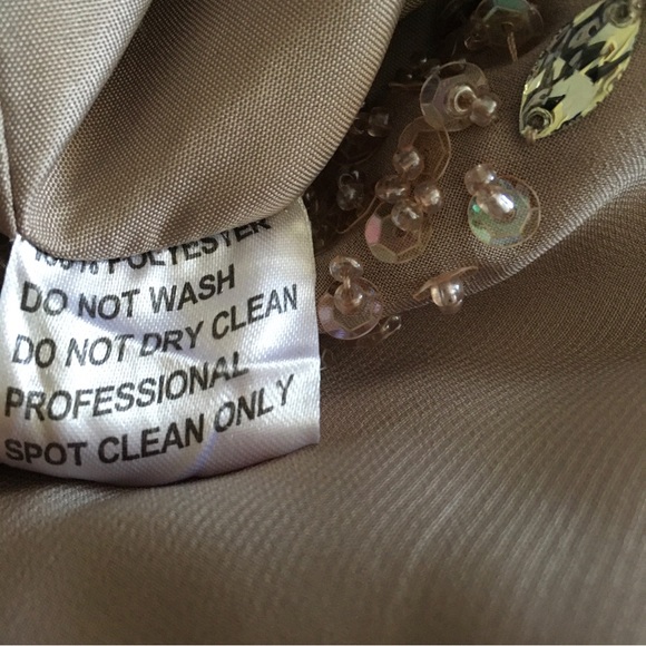 JJ’s House Special Occasion Dress With Built In Bra & Bolero Taupe Size 10 - Picture 10 of 11